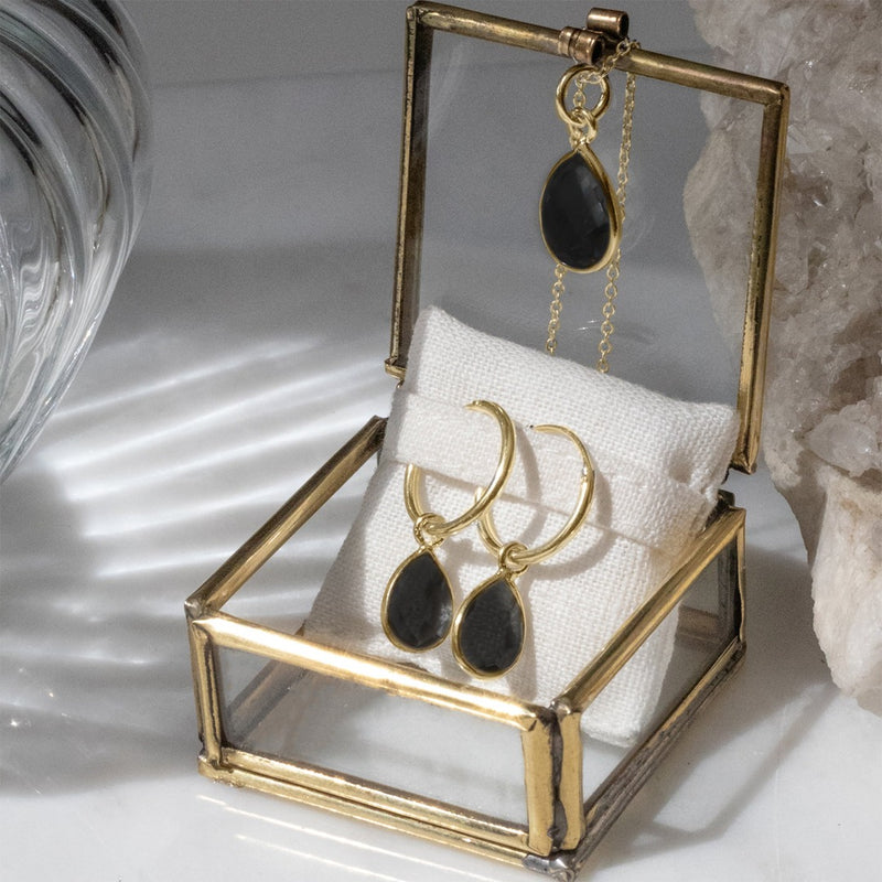 SOL Drops Onyx Small Hoops Golden