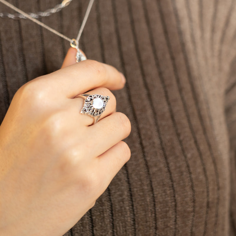 Sahara Weißes Perlmutt Ring Silber