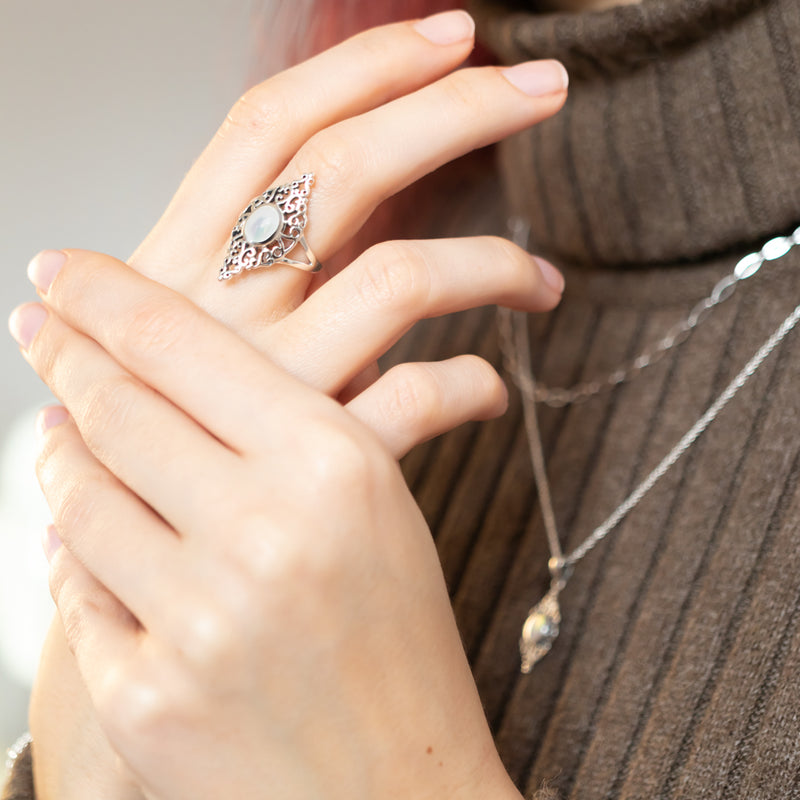 Sahara Weißes Perlmutt Ring Silber