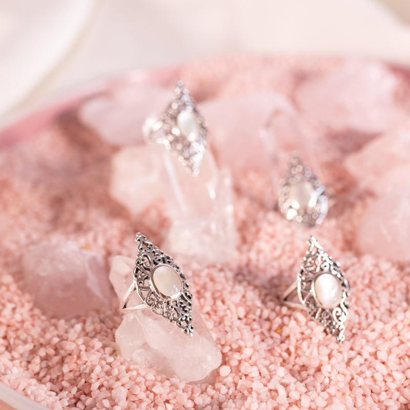 Sahara Weißes Perlmutt Ring Silber