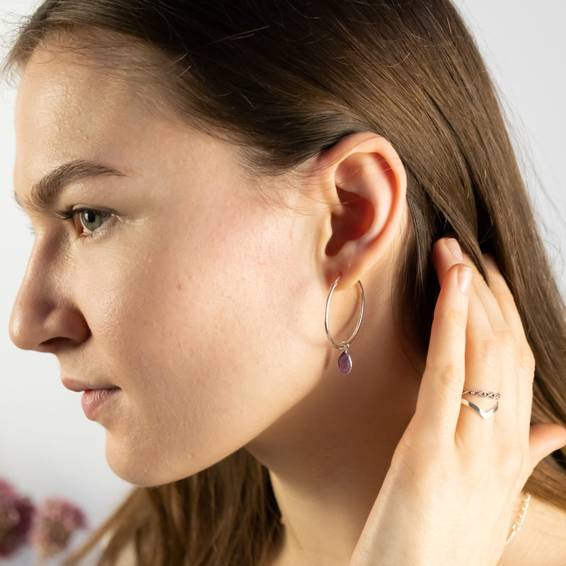 SOL Drops Amethyst Big Hoops Silber
