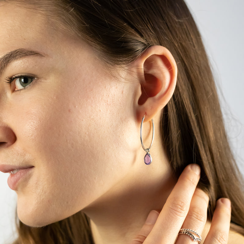 SOL Drops Amethyst Big Hoops Silber