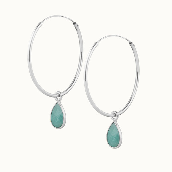 SOL Drops Amazonit Big Hoops Silber