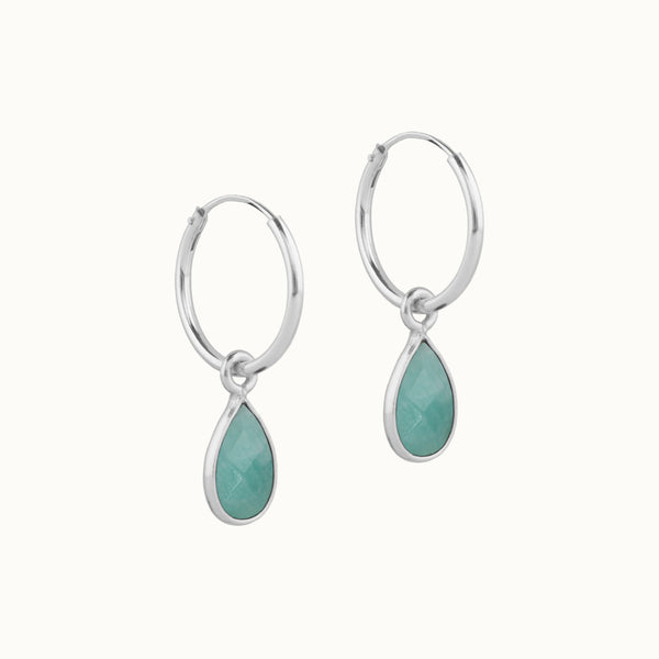 SOL Drops Amazonit Small Hoops Silber