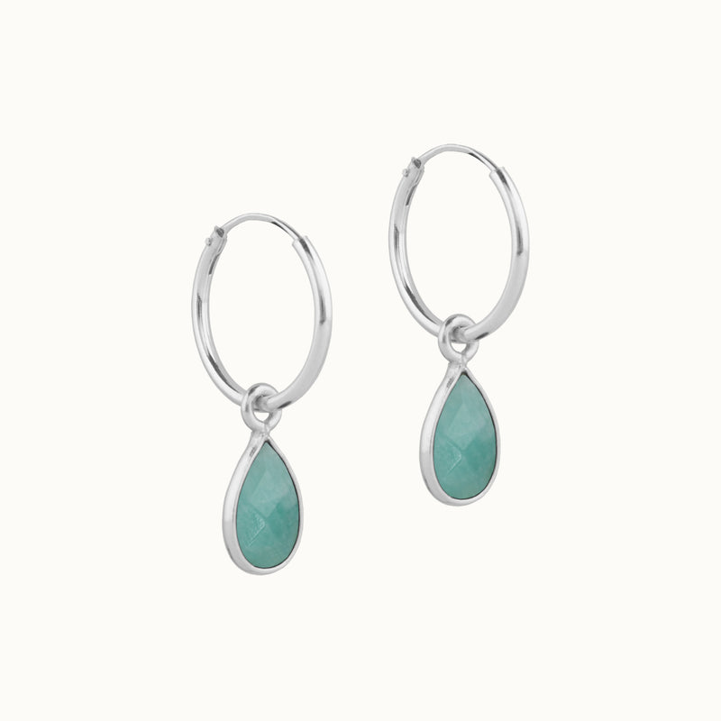 SOL Drops Amazonit Small Hoops Silber