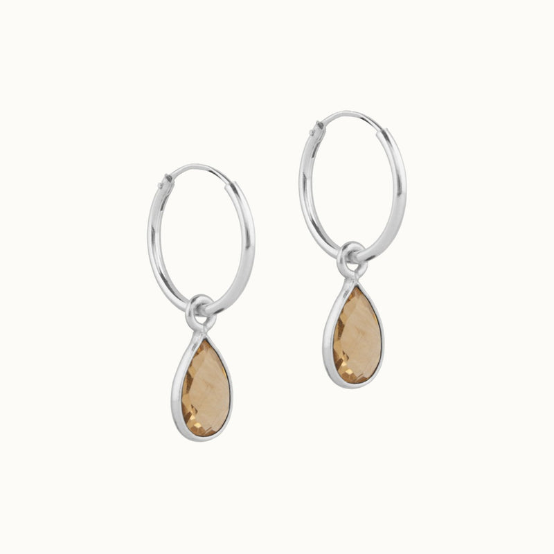 SOL Drops Citrin Small Hoops Silber