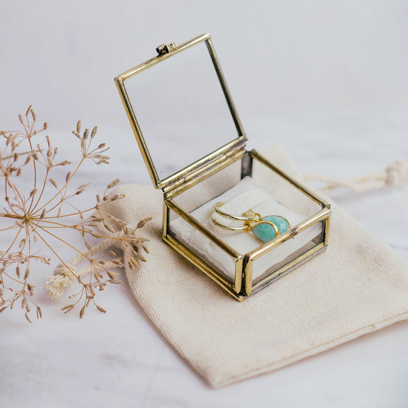 SOL Drops Amazonit Small Hoops Golden