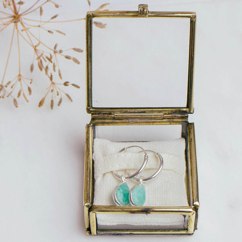 SOL Drops Amazonit Small Hoops Silber