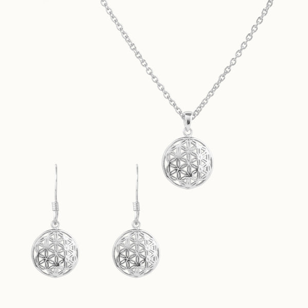 Blume des Lebens Silber Set