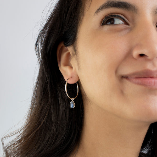 SOL Drops Labradorit Big Hoops Silber
