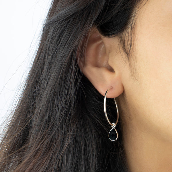 SOL Drops Onyx Big Hoops Silber