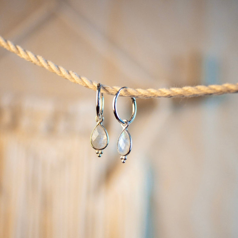 RIO Drops Mondstein Small Hoops Silber