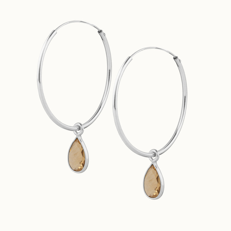 SOL Drops Citrin Big Hoops Silber