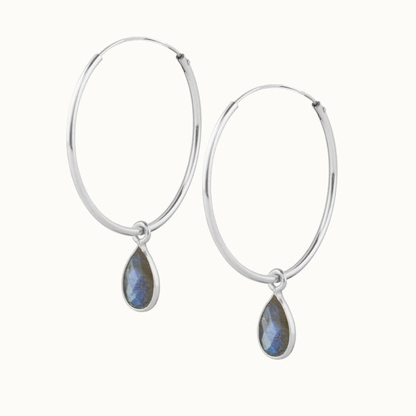 SOL Drops Labradorit Big Hoops Silber