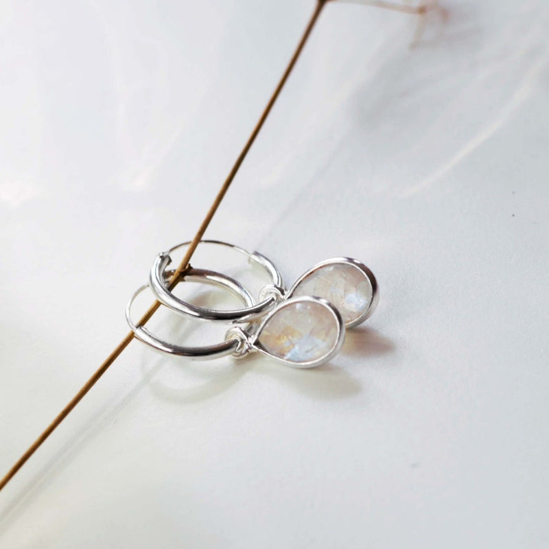 SOL Drops Mondstein Small Hoops Silber