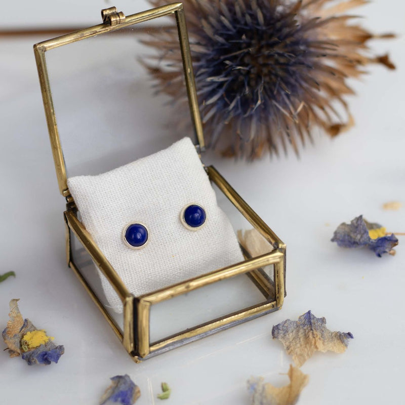 Una Lapislazuli Ohrstecker Silber