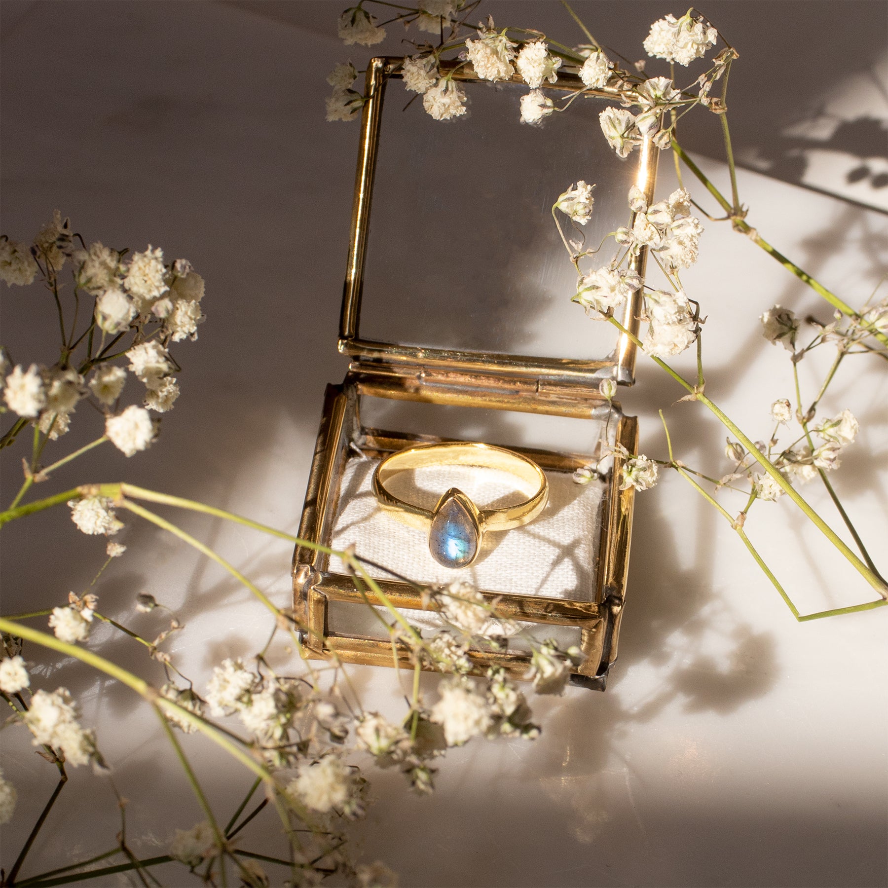 Agua Labradorit Ring Golden - Spirit of Liebs