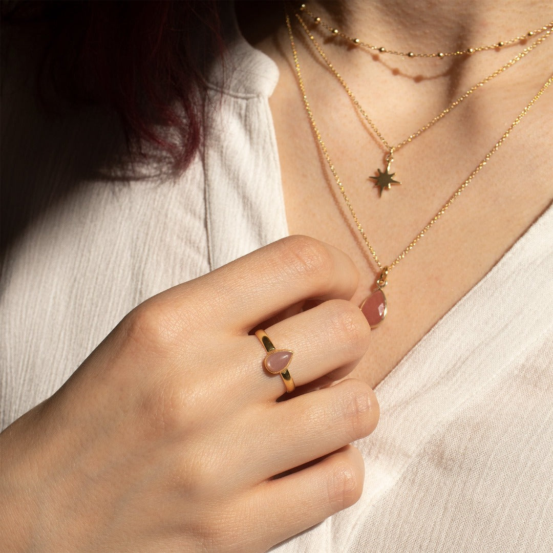 Agua Peach-Mondstein Ring Golden - Spirit of Liebs