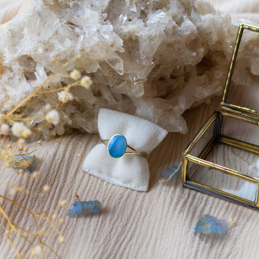Aries Blaues Perlmutt Ring Silber - Spirit of Liebs