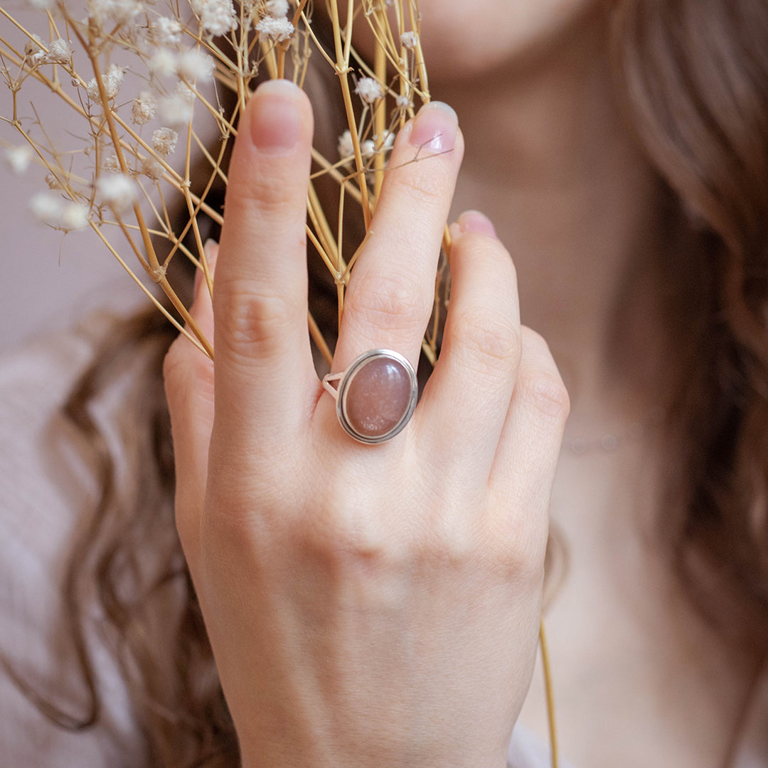 Aylin Peach-Mondstein Ring Silber - Spirit of Liebs