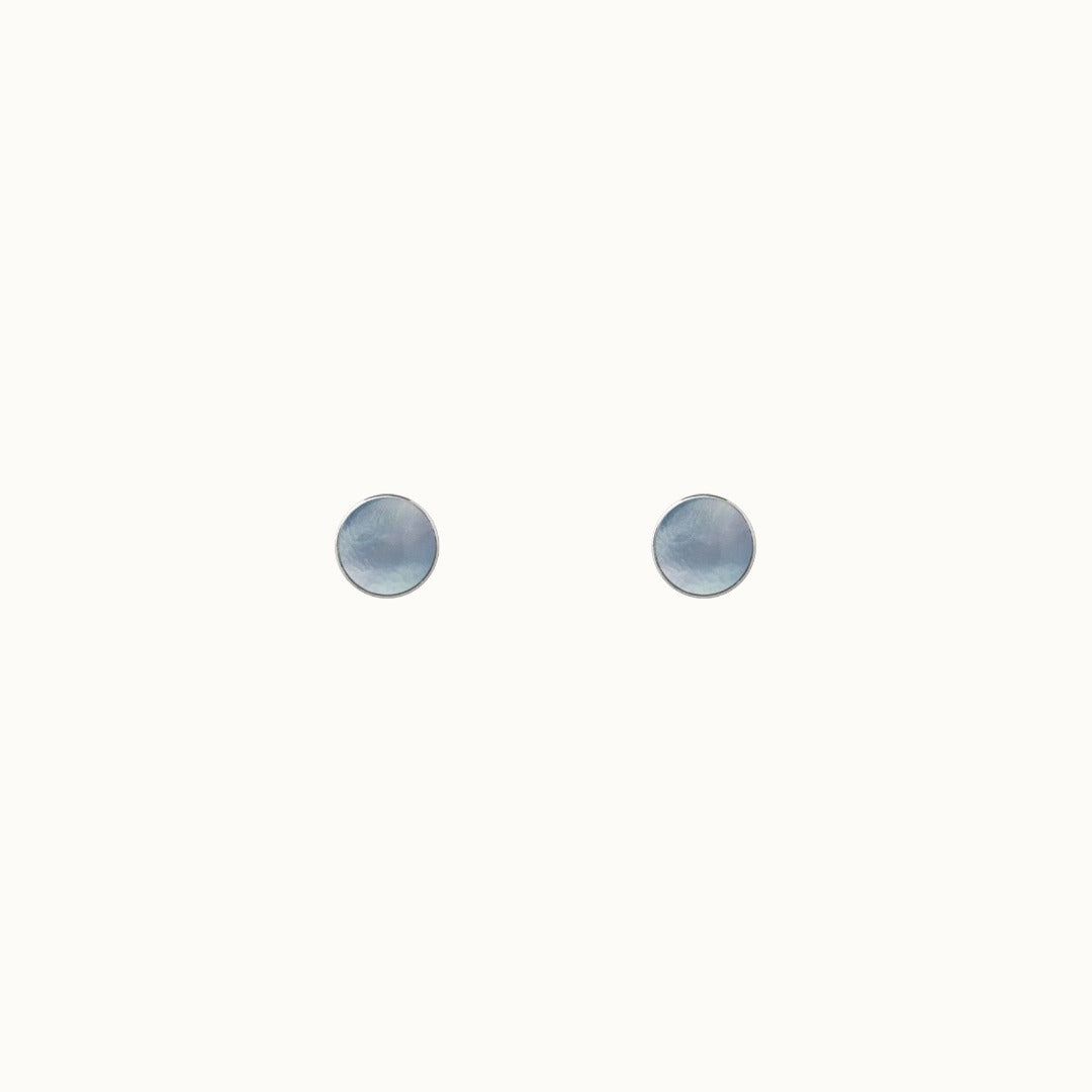 Basic Blaues Perlmutt Ohrstecker 5mm Silber - Spirit of Liebs