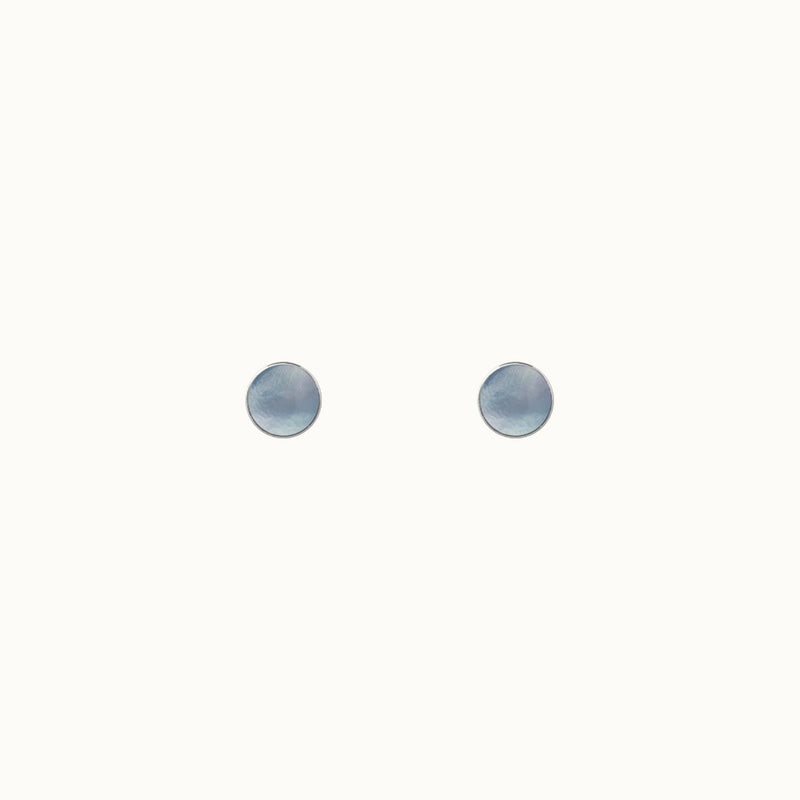 Basic Blaues Perlmutt Ohrstecker 5mm Silber - Spirit of Liebs