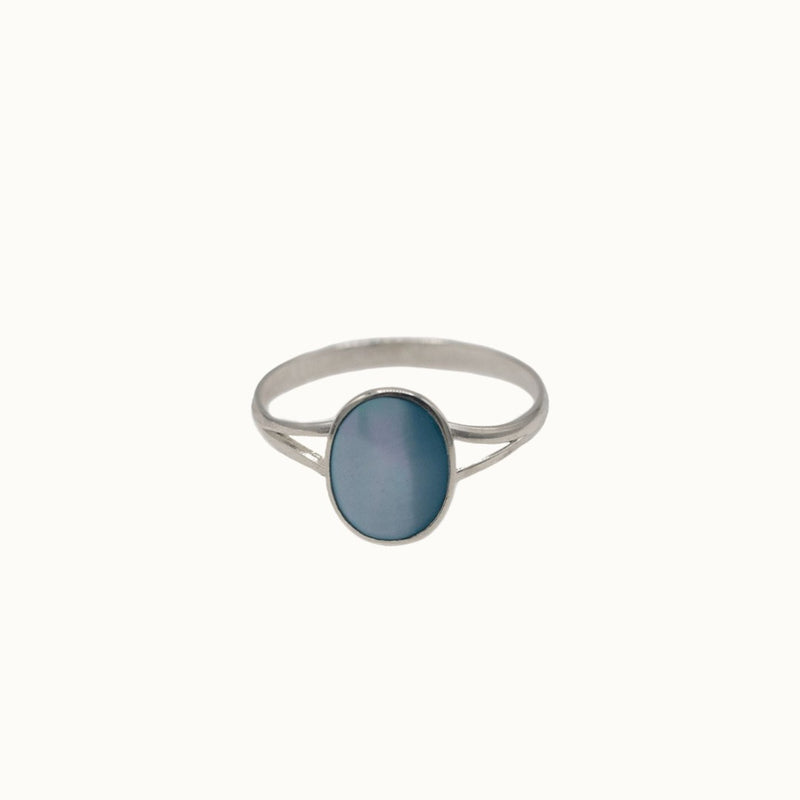 Aries Blaues Perlmutt Ring Silber