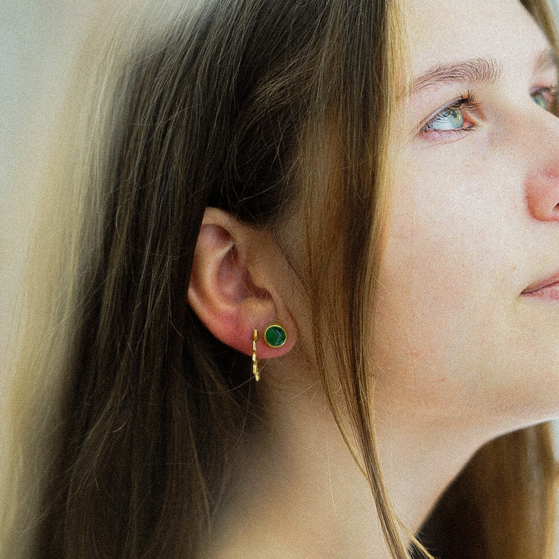 Zoe grüner Achat Ohrstecker Golden