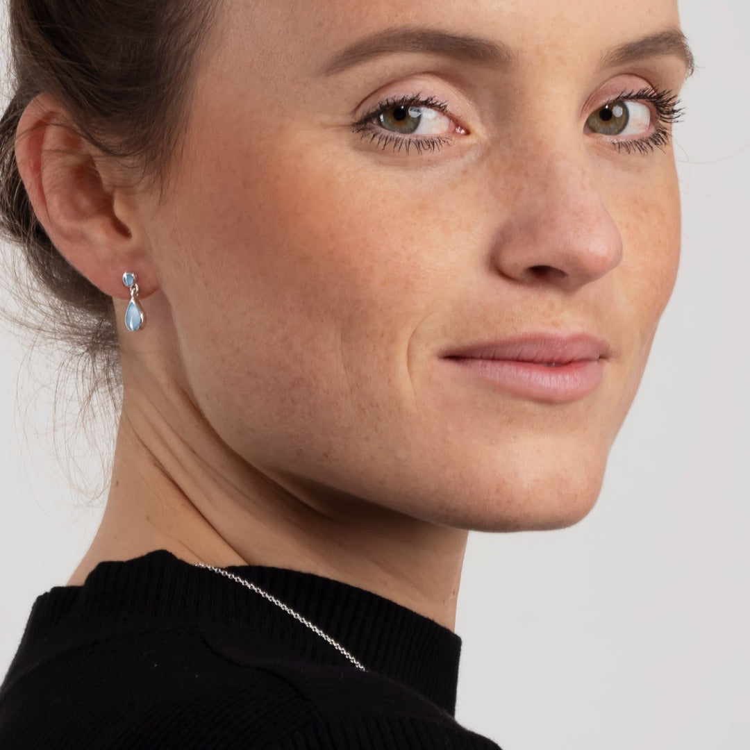 Layla Steckohrhänger Blaues Perlmutt Silber - Spirit of Liebs