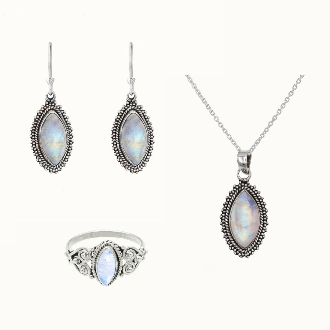 Namaste Mondstein Silber Set - Spirit of Liebs