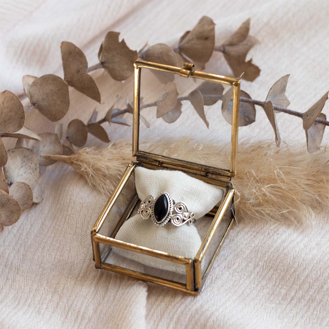 Namaste Onyx Ring Silber - Spirit of Liebs