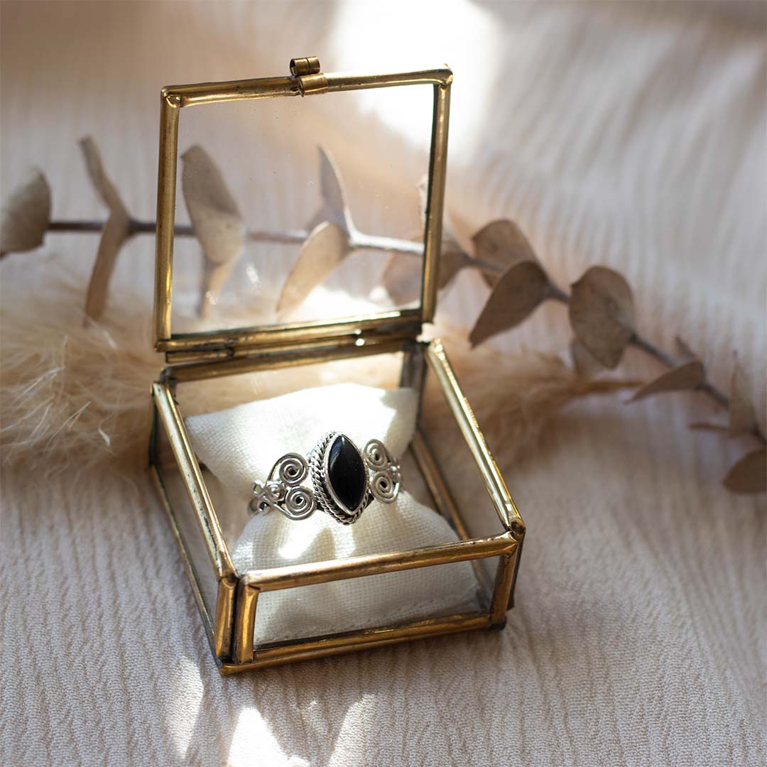 Namaste Onyx Ring Silber - Spirit of Liebs