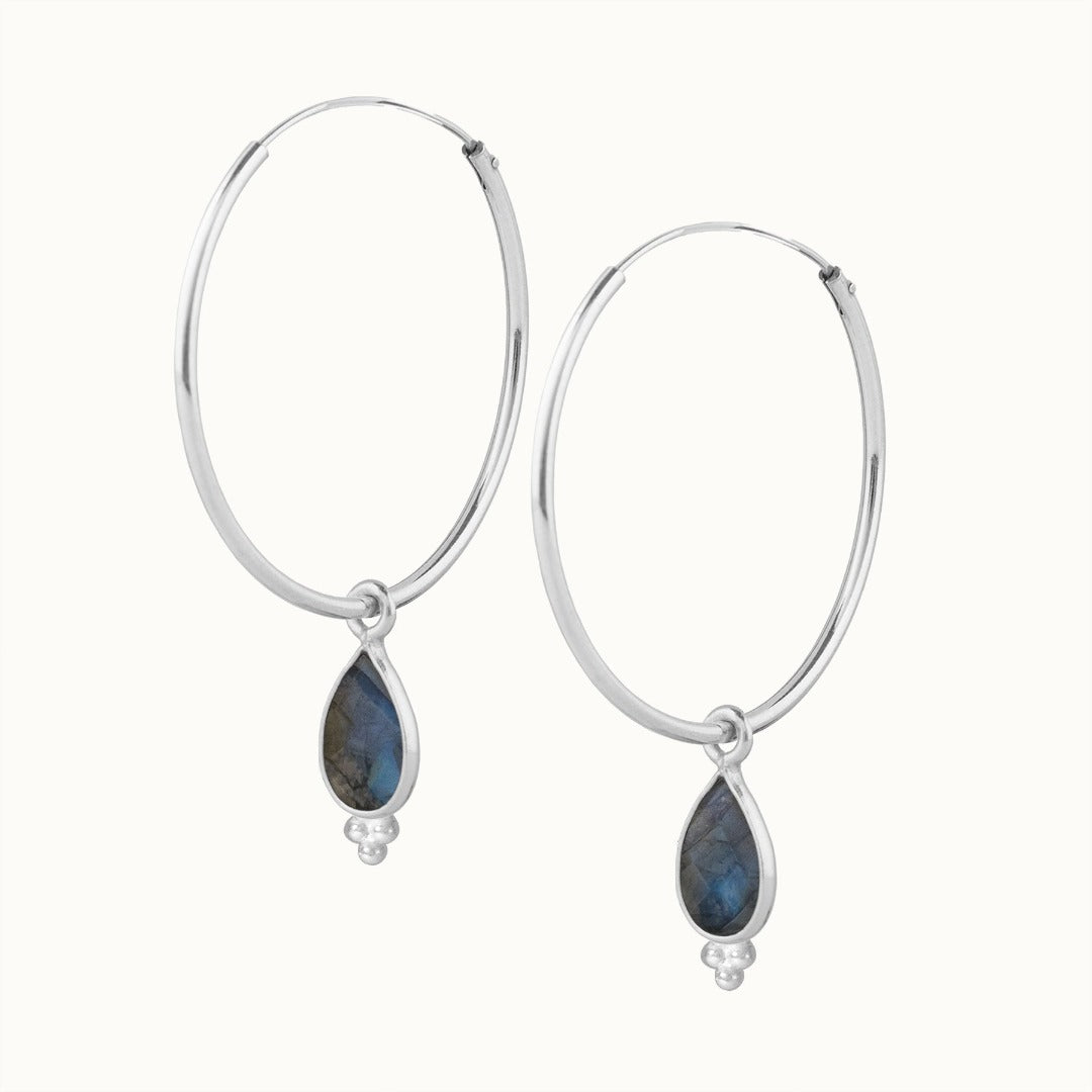 RIO Drops Labradorit Big Hoops Silber - Spirit of Liebs