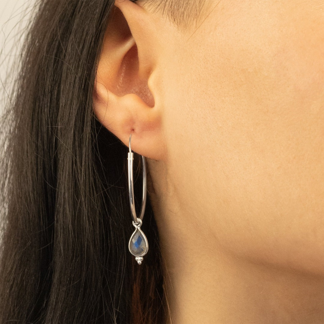 RIO Drops Labradorit Big Hoops Silber - Spirit of Liebs