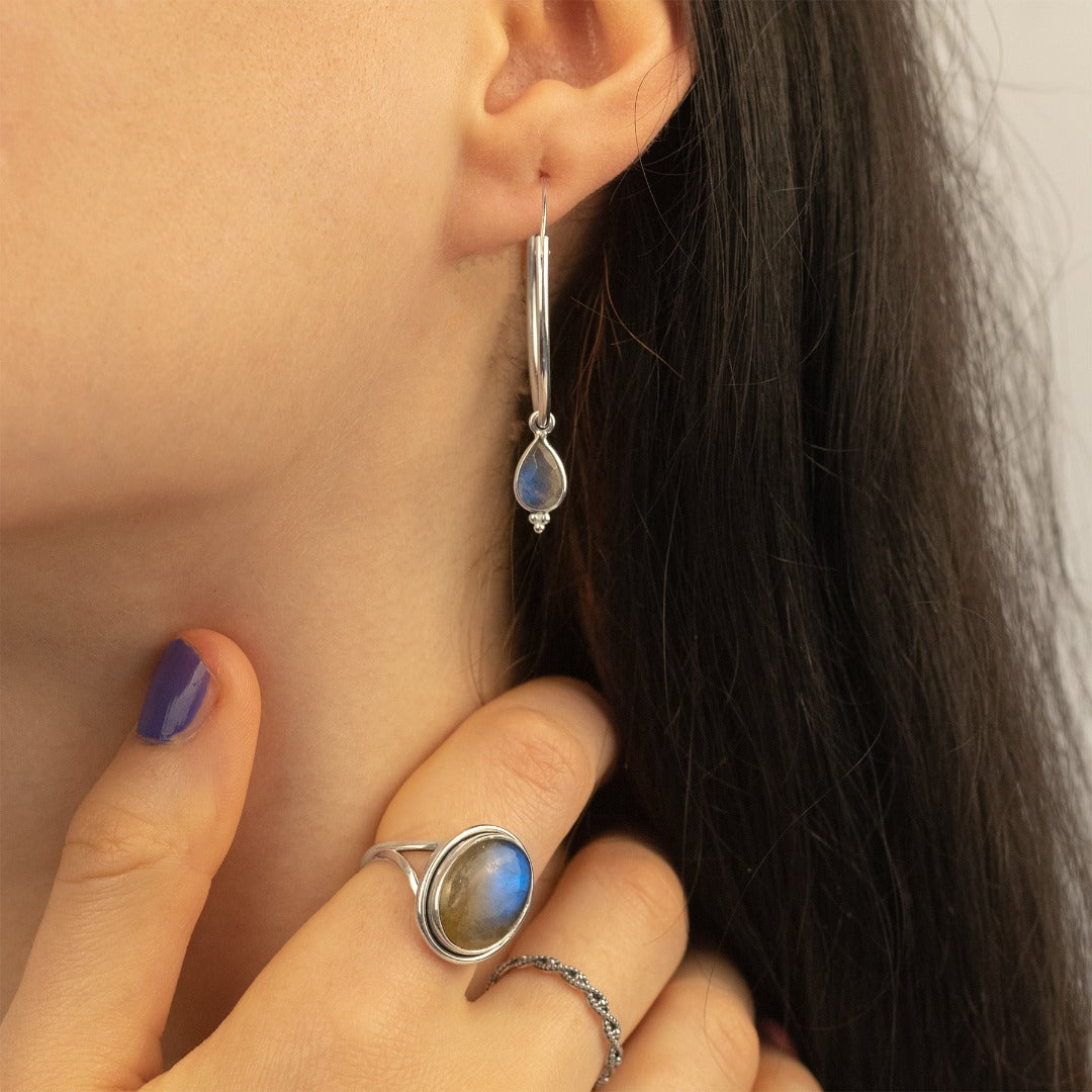 RIO Drops Labradorit Big Hoops Silber - Spirit of Liebs