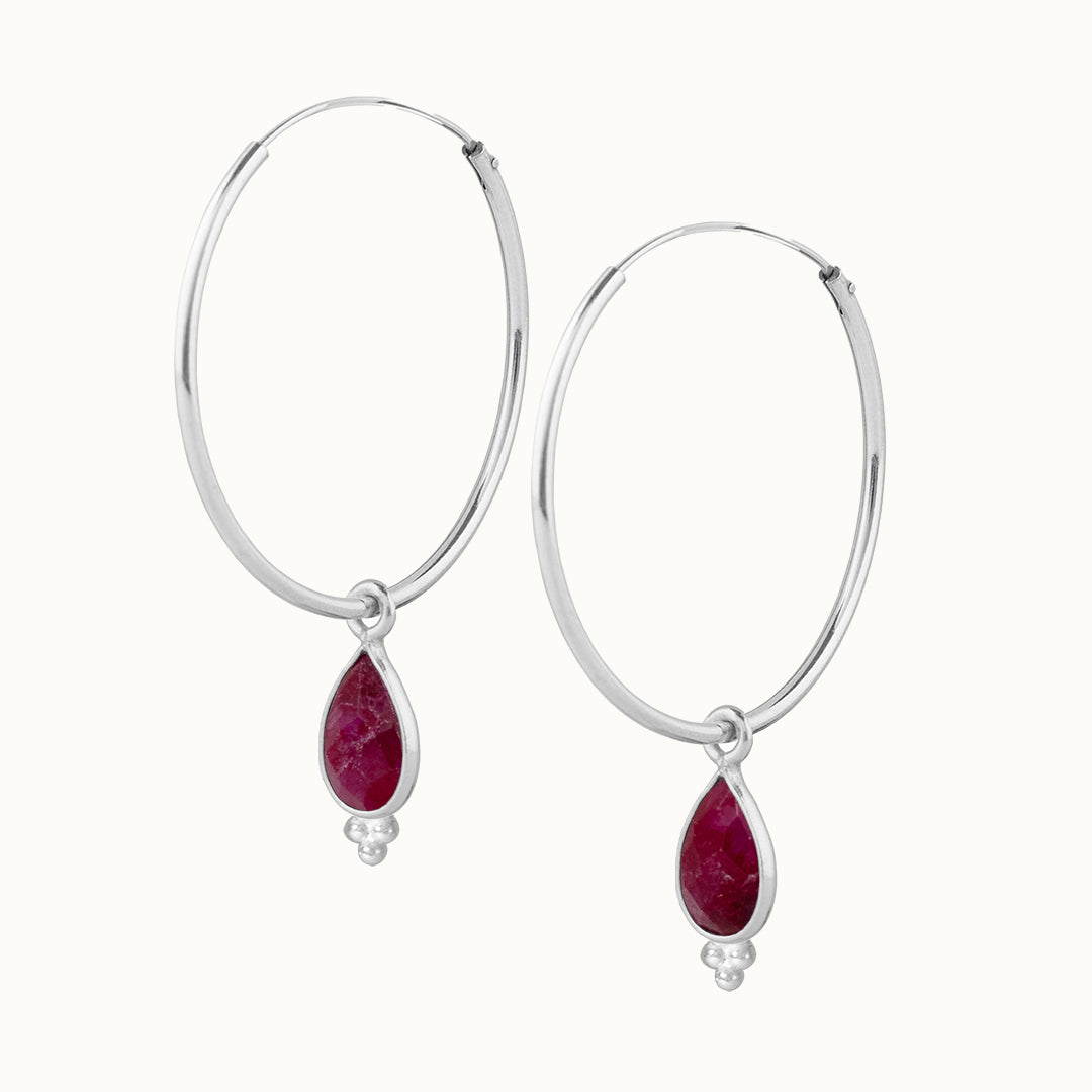 RIO Drops Rubin Big Hoops Silber - Spirit of Liebs