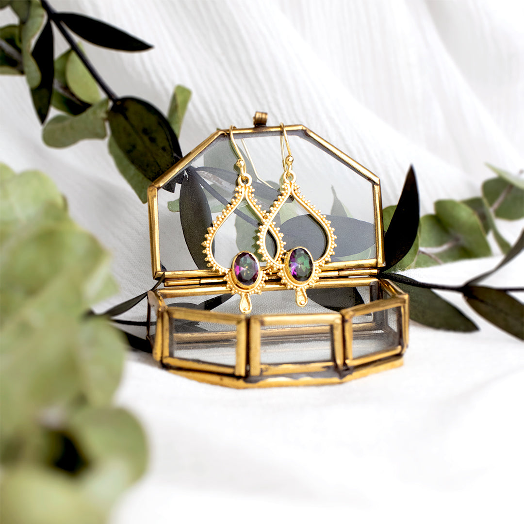 Swani Aura-Quarz Ohrhänger Golden - Spirit of Liebs